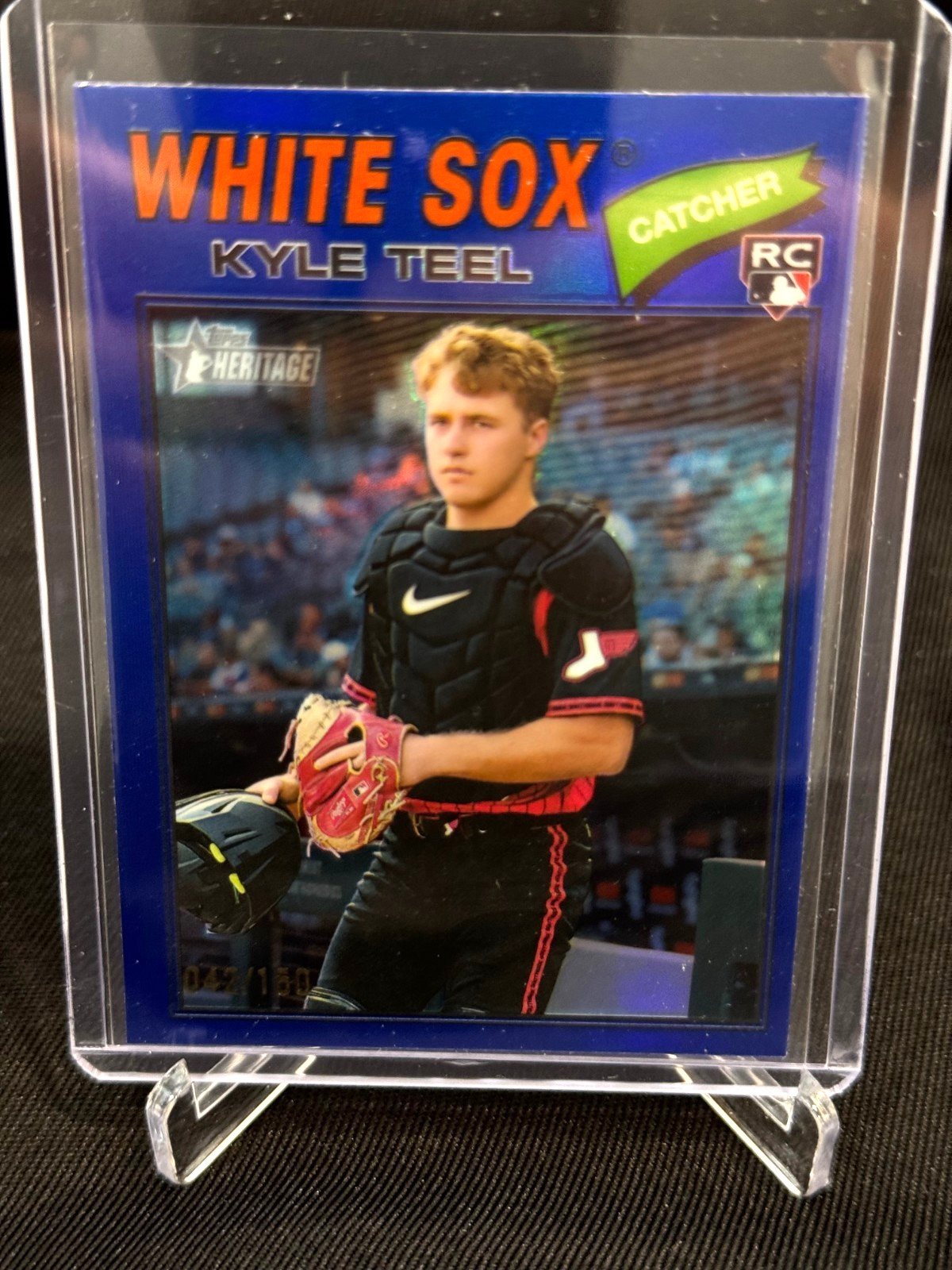 2026 Topps Heritage Kyle Teel #182 Chrome Blue Refractor #42/150 White Sox RC