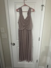 Mauve Glitter Shimmer Ruched Bodice Maxi Gown Dress