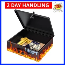 New Black fireproof and waterproof safe,folder and file box with key lock