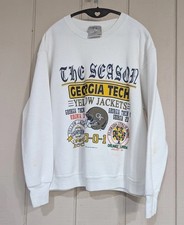 Vtg 90s Georgia Tech Yellow Jackets ACC National Champs Sweatshirt White L Rare