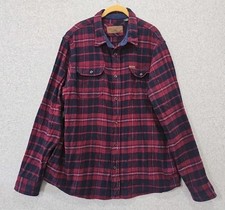 Orvis Big Bear Flannel Shirt Jacket Mens XL Red Plaid Heavyweight Button Up