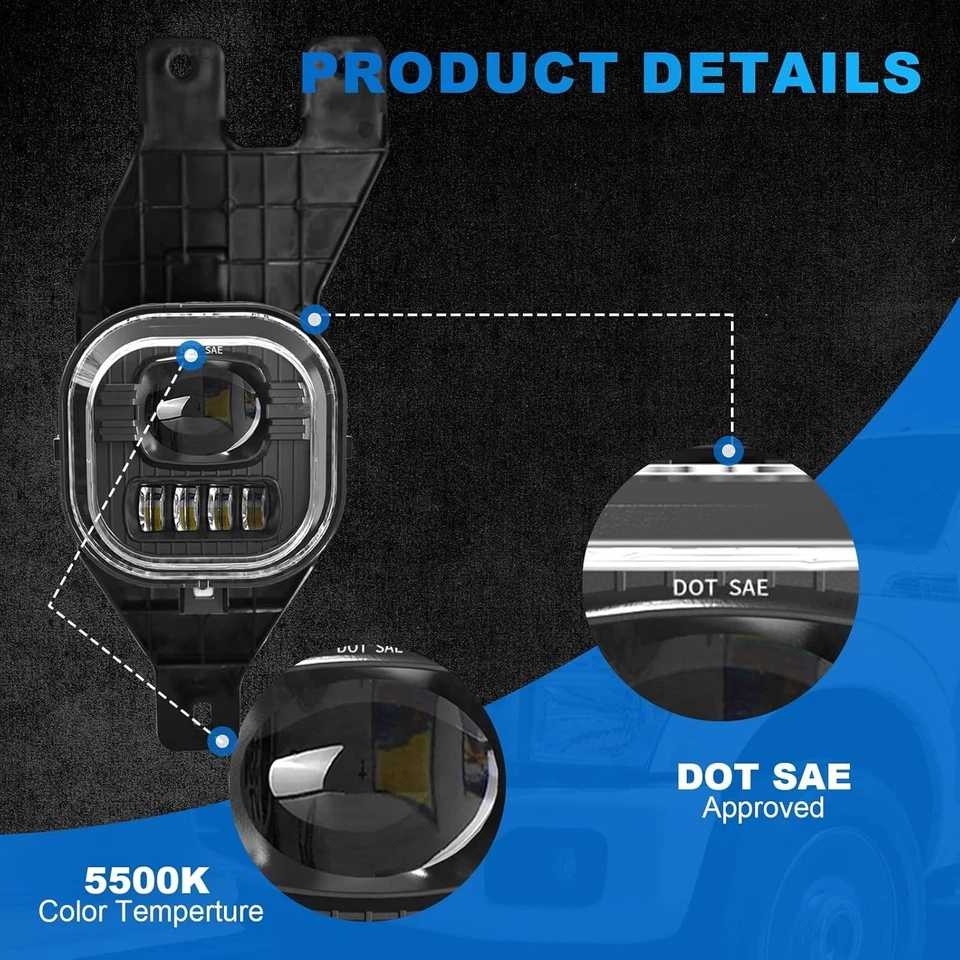 Faros antiniebla LED compatibles con Ford F250/F350 Super Duty (1999-2004) y Exc Foto 2 de 4