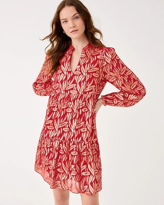 NWT Lilly Pulitzer Cornellia Silk Dress in Cranberry Red Leafy