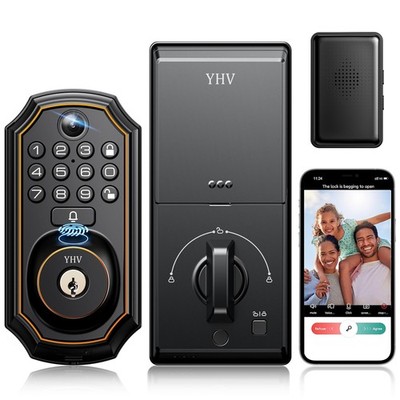 Keyless Entry Door Lock with Camera Electronic Smart Lock Fingerprint Keypad ...