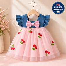 Süßes Baby Mädchen Sommer Netz Kleid mit K...