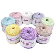 Crochet Thread, 8 Pearl Yarn Balls for Crocheting, 100 Mercerized Cotton Tat...