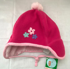 Vtg 2001 NWT Gymboree PINK SPARKLE Fur Lined FLEECE Winter HAT Baby 0-6 months