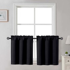 24 Inch Long Tier Curtains for Small Window, Short Blackout Kitchen Curtains Ove