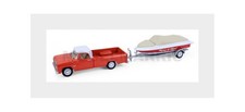 Greenlight 32330A Dodge - D-100 Pick-Up With Boat And Trailer 1967 - Orange Whit