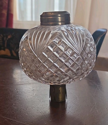 #ad Antique American Kerosene Oil Peg Lamp Diamond Fan Pattern Glass 19th Century $39.00