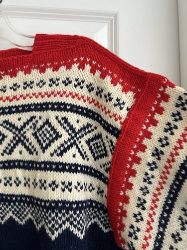 VTG Norse Knits Fair Isle Sweater Norway Made Hand Knit Mens L Wool Ski 1960’s, $89.99 - Photo 5