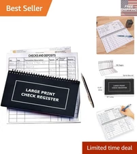 Large Print Check Register - Spiral Bound Accounting Book for Easy Tracking