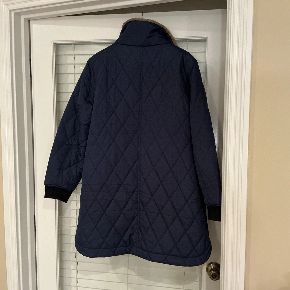 Weatherproof Vintage Women's Blue Quilted Puffer Coat Faux Fur Lining Large New - Image 3 of 4
