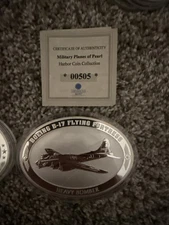 BOEING B-17 FLYING FORTRESS OVAL SHAPED COMMEMORATIVE PROOF COIN/MEDAL