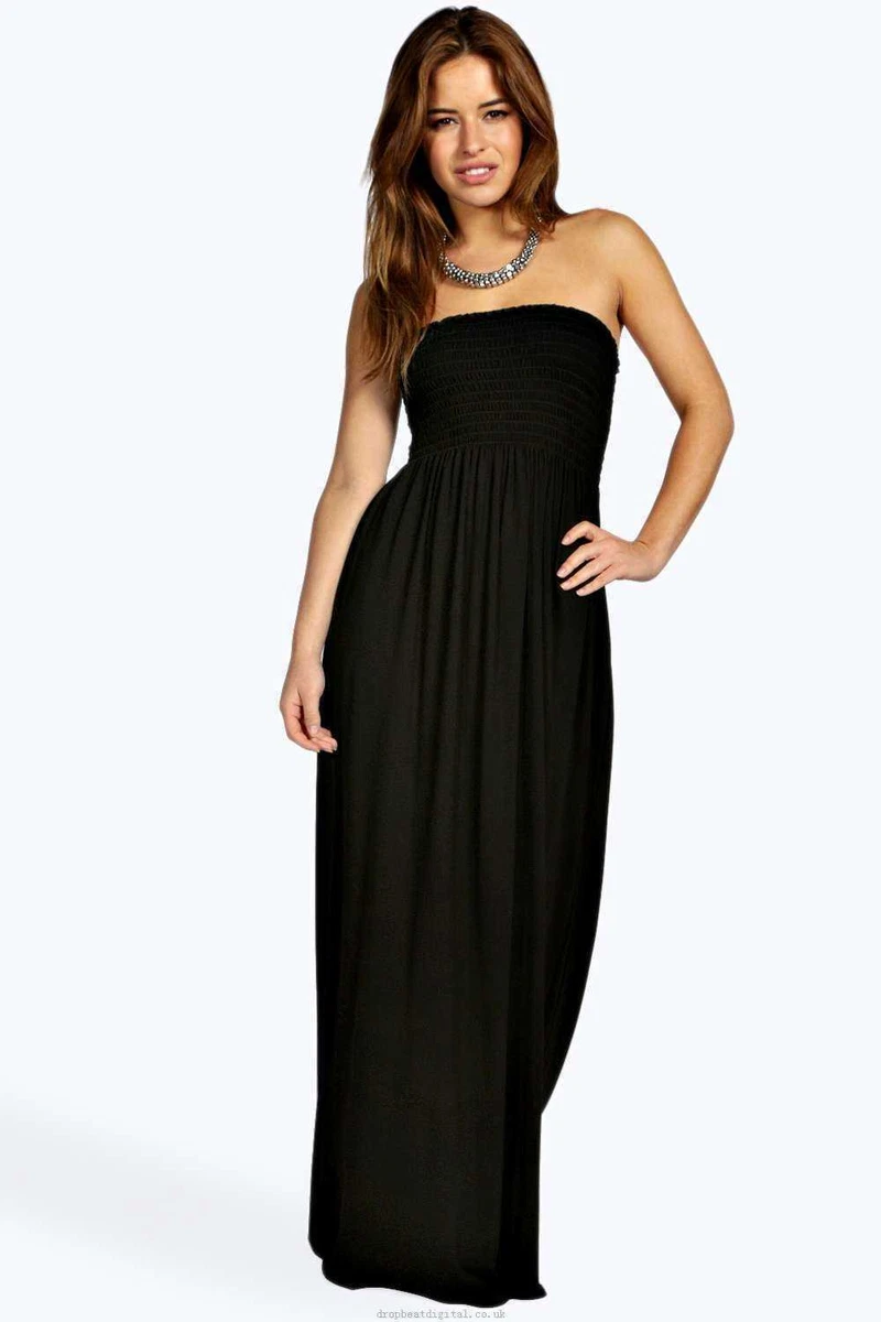 Women Ladies Strapless Sheering Beach Long Boobtube Bandeau Maxi Summer Dress eBay