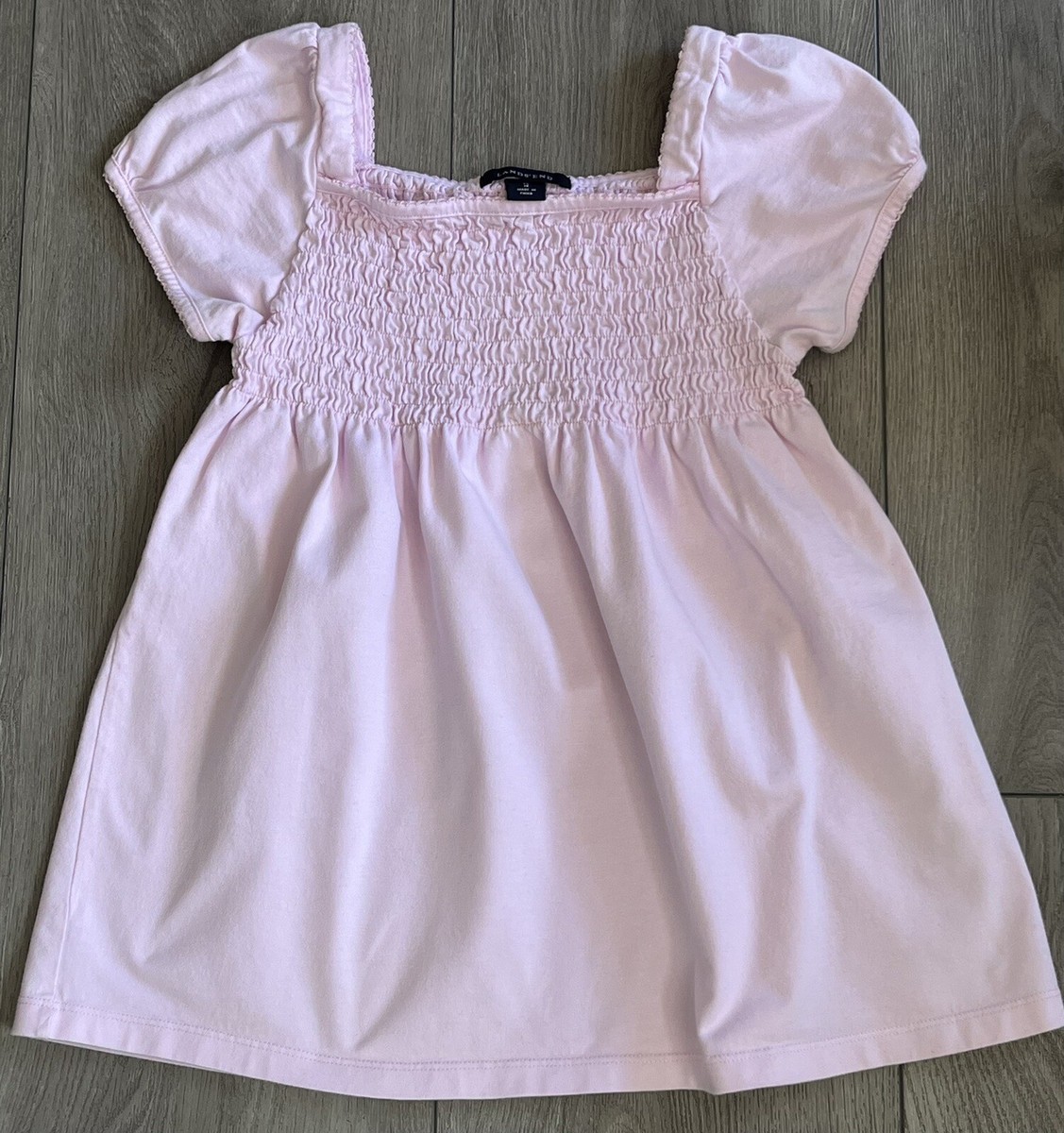 Lands End Y2K Smocked Babydoll Top Girls XL 16 Short Puff
