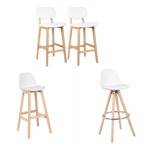 WOLTU 2x Barhocker Bistrohocker Tresenhocker Barstuhl Holzgestell für Küche Weiß - Bild 1 von 4