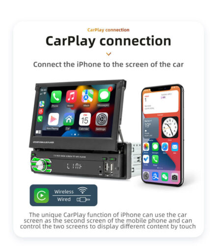 For Apple Carplay Android Auto Radio Car Stereo Touch Screen 1Din MP5 Player BT - Picture 8 of 19