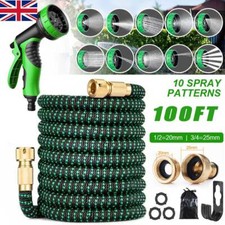 100FT Heavy Duty Expandable Garden Hose Flexible Water Magic Hose Pipe Spray Gun