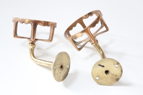 antique bathroom cup holder | vtg deco victorian bath cup holder brass old - Picture 4 of 21