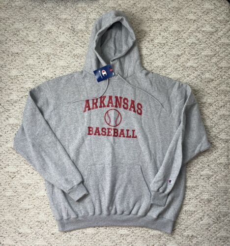 New Sz 2XL Men’s Champion Brand Arkansas Razorbacks Baseball Hoodie Grey