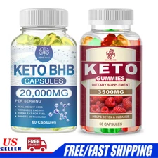 Keto Diet Pills 20,000mg / Keto Gummies 3500mg ACV Weight Loss Fat burner,Detox