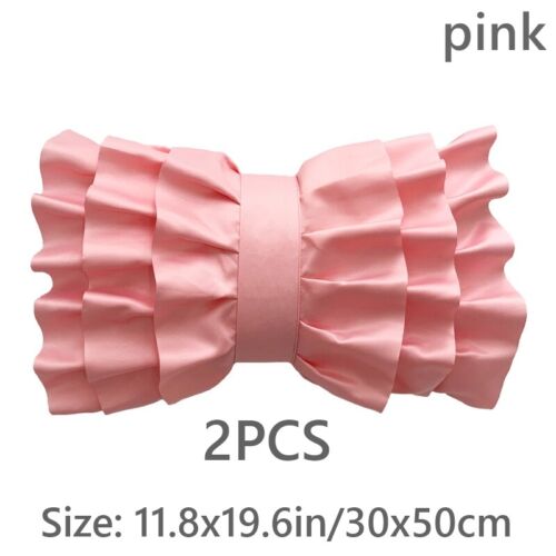 2x Bowknot Kissenbezug Satin Rüschen Überwurf Sofa Bettwäsche Dekoration DIY - Bild 13 von 18