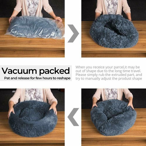 Dog Cat Pet Calming Bed Warm Soft Plush Round Nest Comfy Sleeping Extra Large AU - Picture 12 of 27