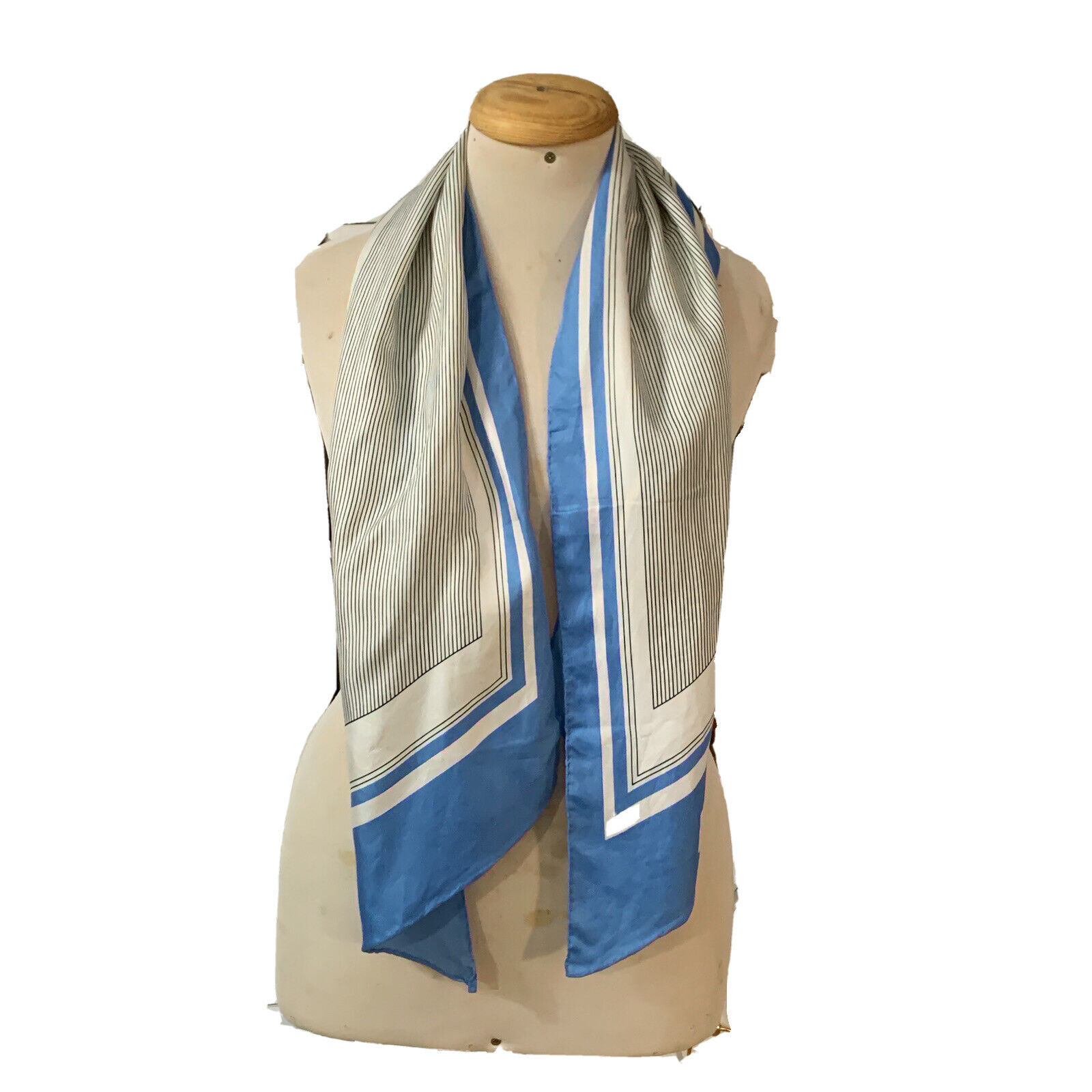CARVEN PARIS STRIPES BLUE LONG  silk scarf 52/13 in #A140