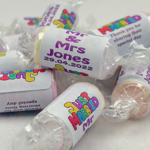 Personalised Mini Love Hearts Wedding Favours Sweets gift party just married (2) - Picture 1 of 6