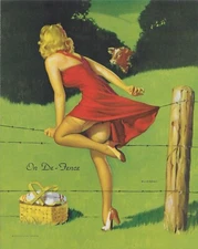 1940s Original Pinup Great Condition Gil Elvgren WW2 Litho Art Mancave Bar Retro