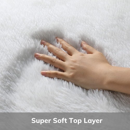 6x9 White Rugs for Living Room, Large Fluffy Shag Fuzzy Plush Soft Area Rugs - Picture 2 of 6
