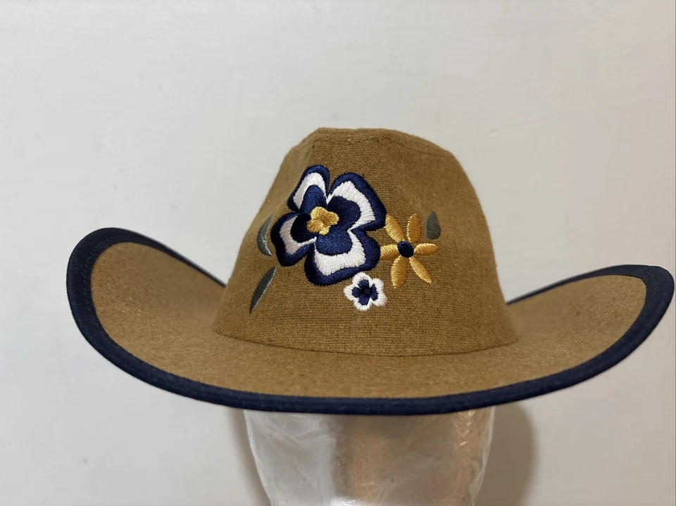 Addie и Тейт шляпа ребенка ясельного возраста девочек коричневый синий ободок вышитый цветочный ковбой новый - Изображение 2 из 4