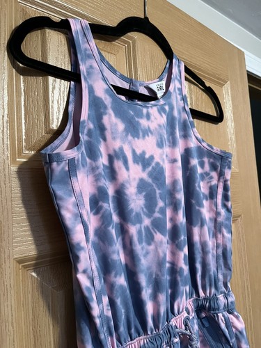 Athleta Girl On The Go Romper Blue Purple Pink Drawstring Pockets Size Large/12 - Picture 5 of 11