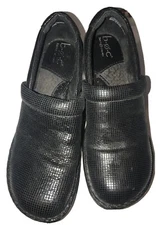 boc Børn Women's 9M/40.5 Black Textured Leather Peggy Clogs Comfort Nurse Shoes