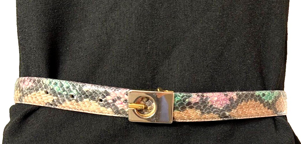 Christopher Roberts ~ Medium (36) ~ Vintage (80’s) Silver Snakeskin Skinny Belt 80s-90s Genuine Snakeskin Skinny Belt Size Small Christopher  main image 4