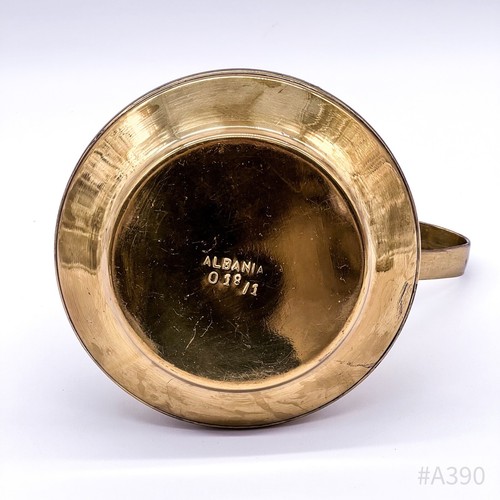 Vintage Brass Jug with Handle & Lid Weinreben-Dekor Handmade Albania 018/1 - Picture 10 of 11