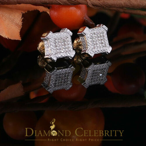 Aretes Para Hombre Silver 0.10ct Diamond For Women's/ Men's Yellow Stud Earrings - Picture 2 of 12