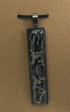 Handmade Antique Dark Metal Hand Painted Glass Pendant 2  Rectangle Bar New 2235