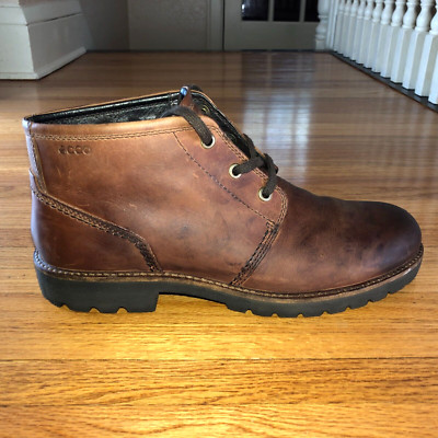 ECCO Hydromax Men Size 12 EU46 Brown Leather Chukka Ankle Waterproof Boots NICE!