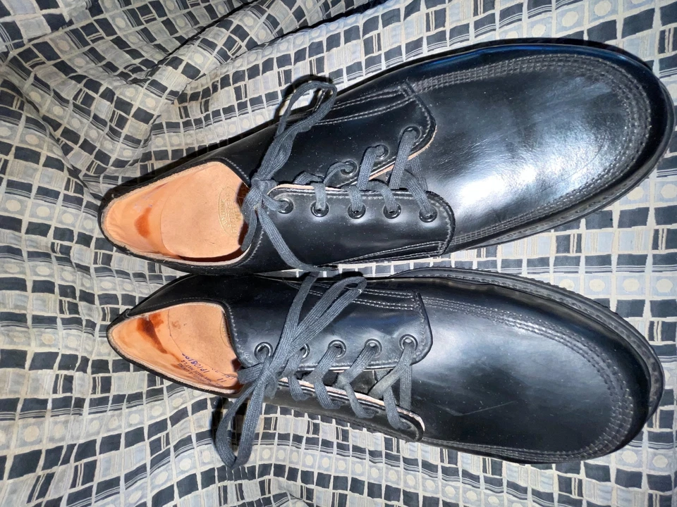 ZAPATOS ACOLCHADOS CAROLINA DE COLECCIÓN AÑOS 70 PARA HOMBRE 11 NEGROS CON CORDONES DE CUERO TRABAJO POSTAL Foto 4 de 4