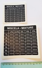 Adesivi miscela tabella Vespa motore 2 tempi 2 3 4 5 % olio benzina mixture oil