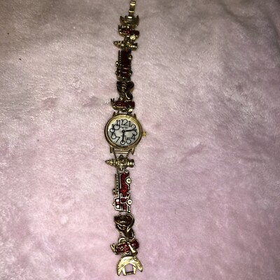 Slide Time Wrist Watch/Charm Bracelet ~ Firemen ~ Needs Battery