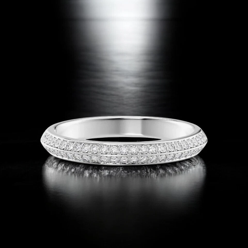 Round Cut Diamond Band 0.40 Ct 3.0 MM Lab Created Engagement 14K White Gold - Image 2 of 4