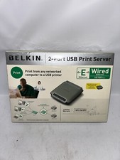 Belkin 2 Port USB Print Server Wired NEW, SEALED