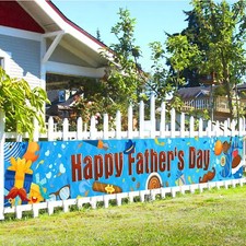 Happy Father's Day Banner Sign Outdoor Yard Lawn Fence Banner for Home Party