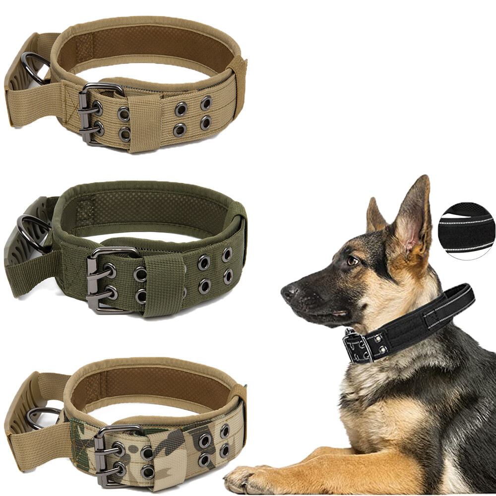SWIZZPETS Taktisches Hundehalsband K9 - Militär-Style Mit Griff, Camouflage-Muster, Für Große Hunde