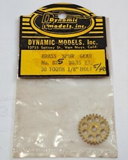 Vintage Slot Car Gear 1/32 1/24 Dynamic Models Inc 824 Brass Spur 30 Tooth 1/8"