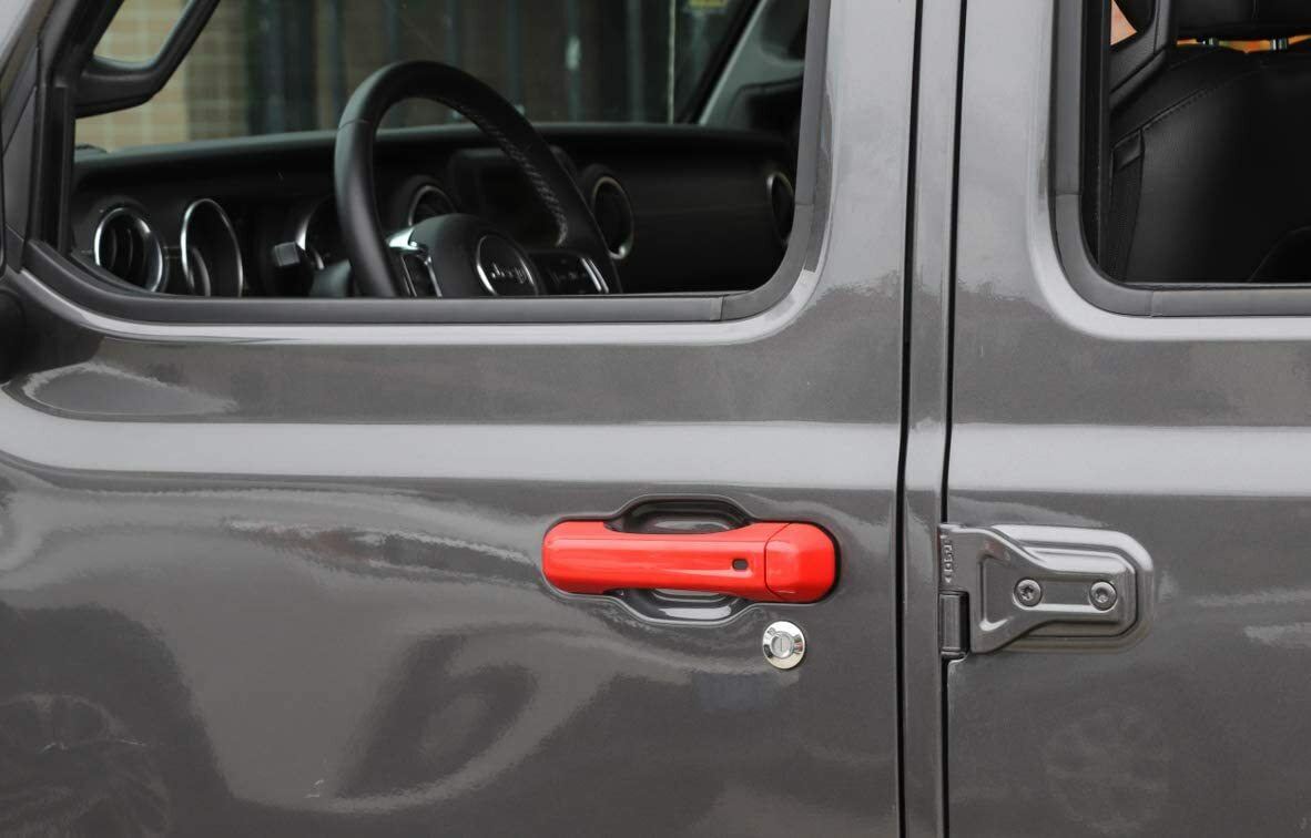 Exterior Door Handle Cover Grab Handle Trim Bezel for Jeep Wrangler JL JT 18+Red