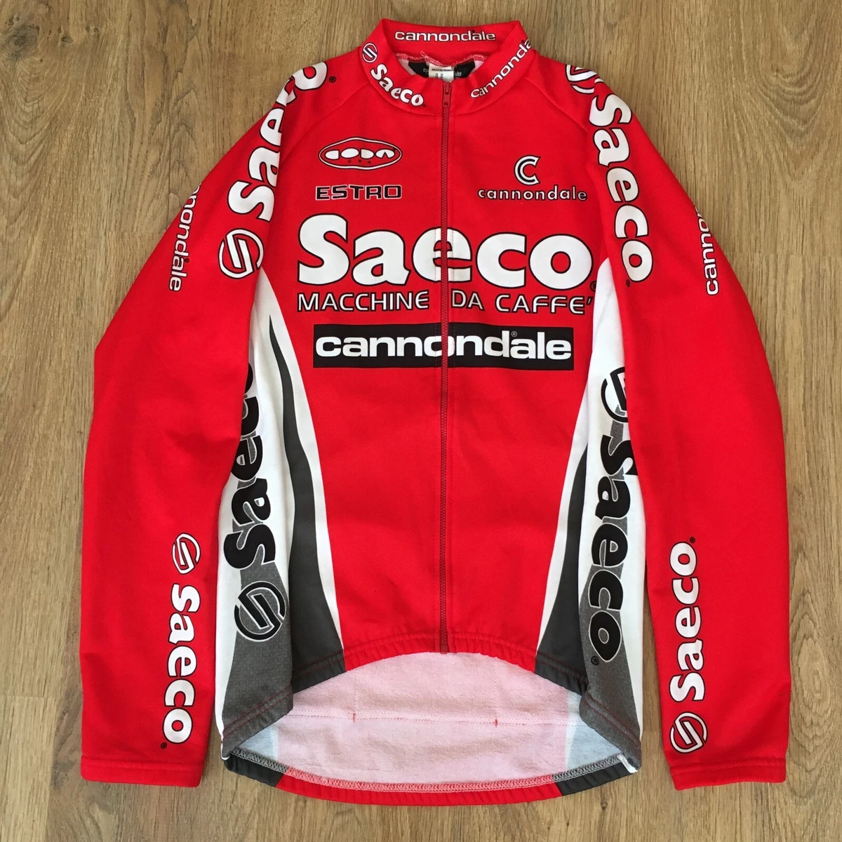 Saeco Cannondale Estro RARE mens red long sleeve cycling jersey